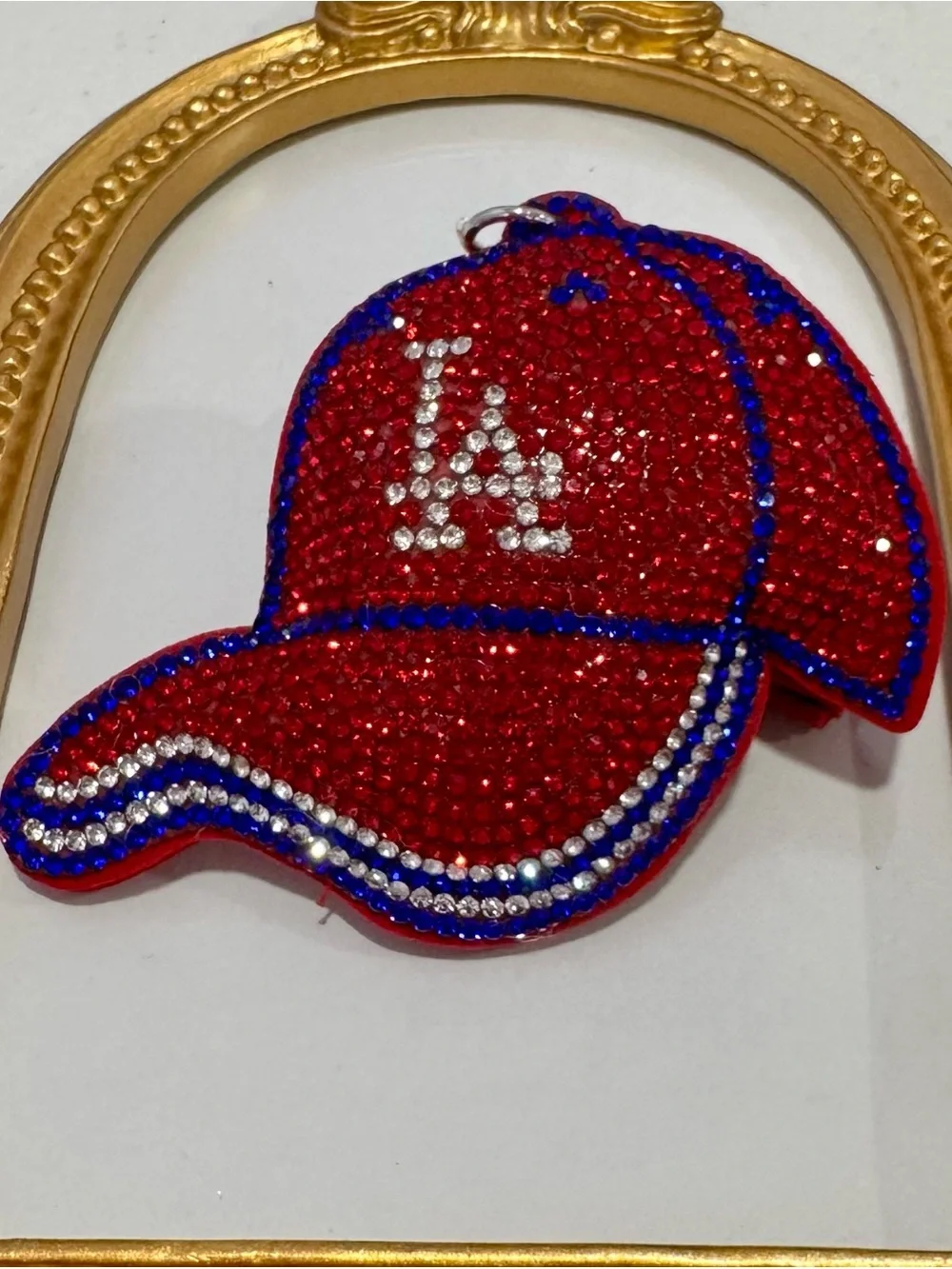 New Rhinestone Red Baseball Cap Keychain/Bag Charm